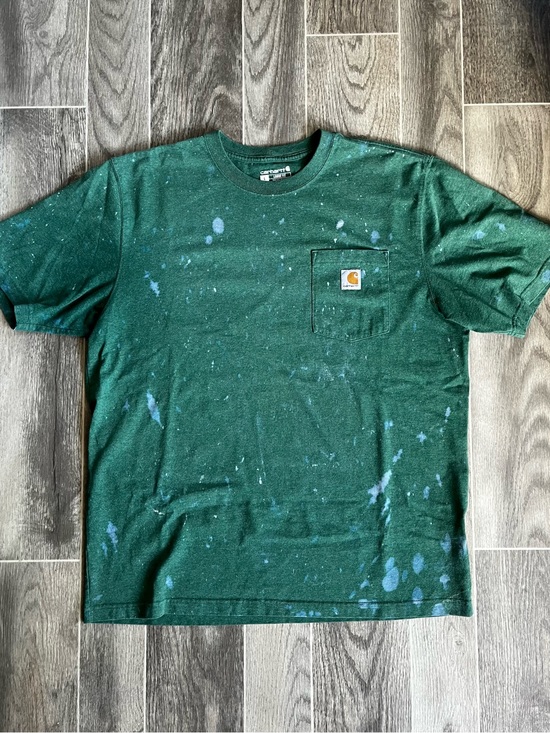 Carhartt Other - Carhartt Green Pocket Tee with White Bleach Splatter *thrashed*